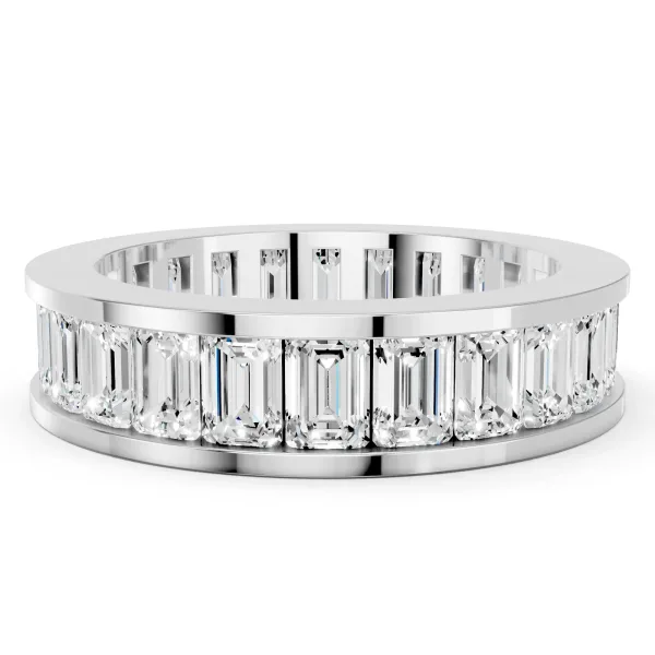 emerald Cut eternity band with channel set White gold