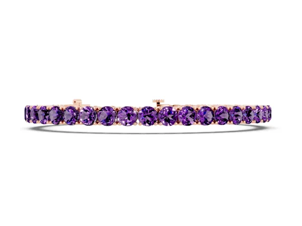 Round Brilliant Amethyst Tennis Bracelet with Prong Setting Rose gold