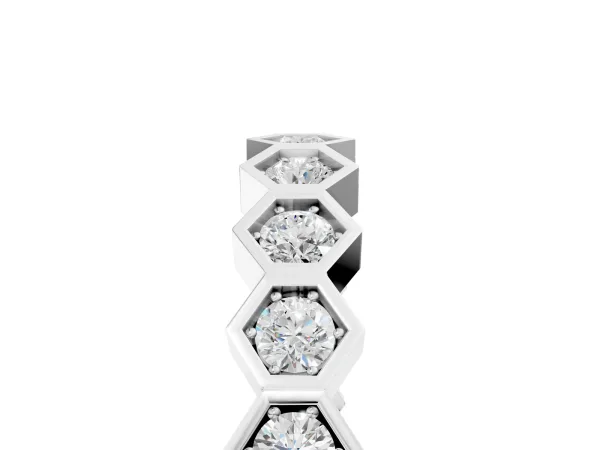 Hexagon Pave Diamond Eternity Band with Bezel Setting White gold