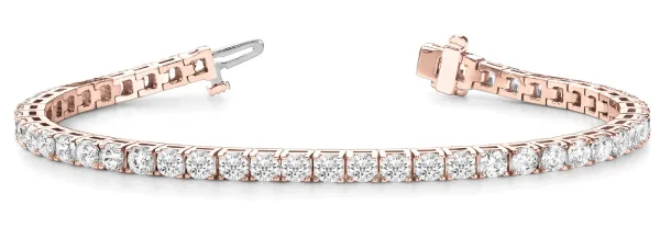 Round Diamond Tennis Bracelet with Box Clasp and Four-Prong Setting Rose gold