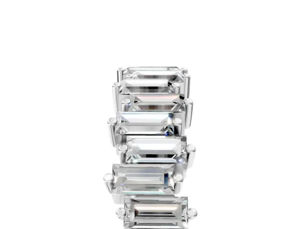 Baguette Diamond Half Eternity Ring with Prong Setting White gold