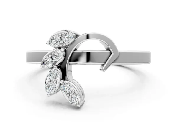 Marquise Diamond Cluster Bypass Ring with Prong Setting White gold