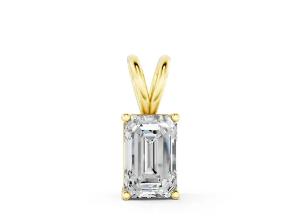Emerald Cut Solitaire Pendant with Four-Prong Setting Yellow gold