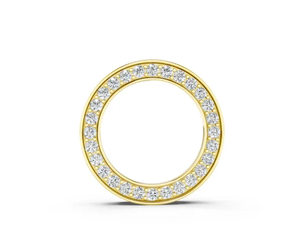 Round Diamond Pavé Circle Pendant Yellow gold