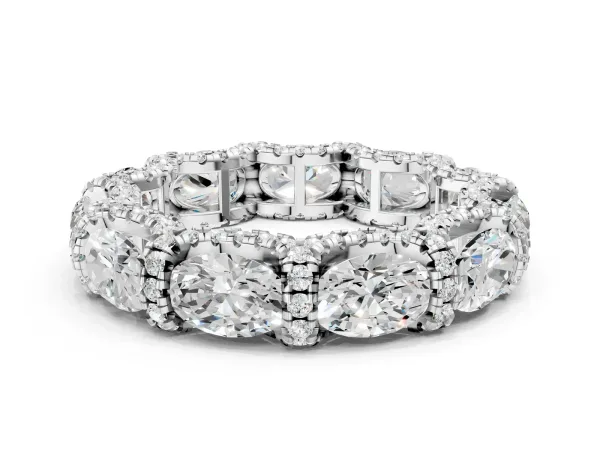 Oval Diamond Eternity Wedding Band with Round Diamond Accents White gold