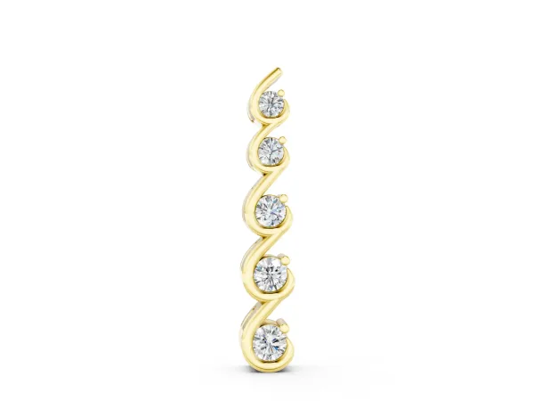 Round Diamond S-Curve Prong Pendant Yellow gold
