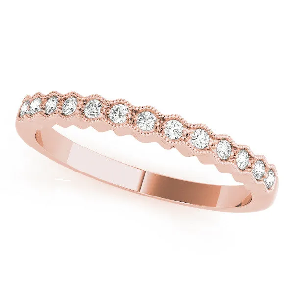 Milgrain Round Diamond Scalloped Eternity Band Rose gold
