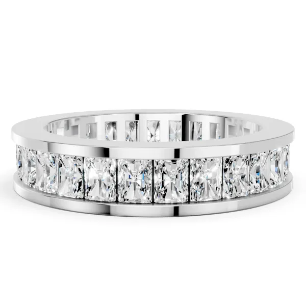 radiant Cut eternity band with channel set White gold