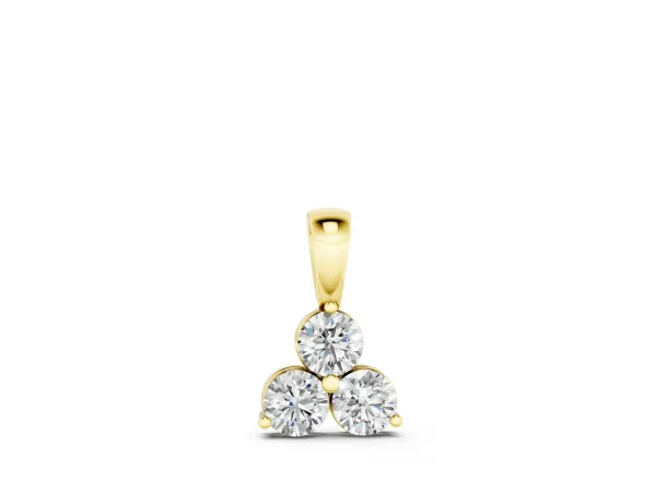 Triangular Cluster Round Diamond Prong Pendant Yellow gold