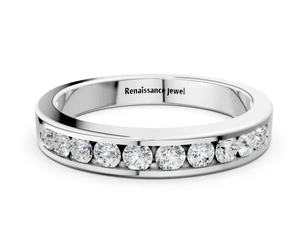 Channel-Set Round Diamond Eternity Band White gold