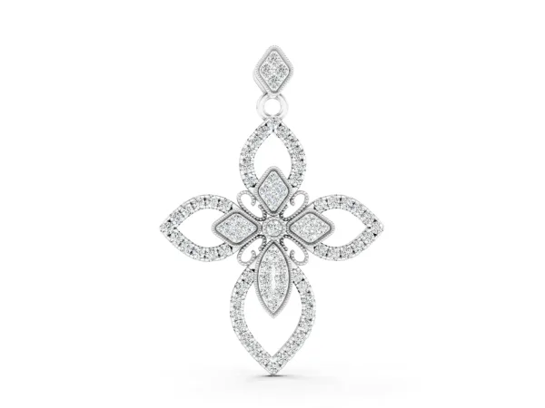 Pavé Marquise Diamond Cross Pendant White gold