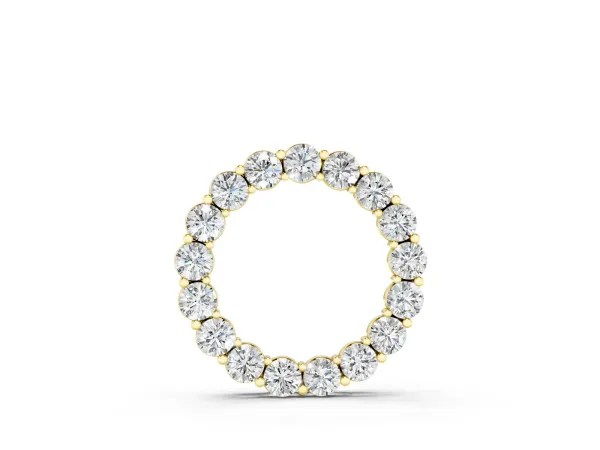 Round Diamond Circle Pendant with Prong Setting Yellow gold