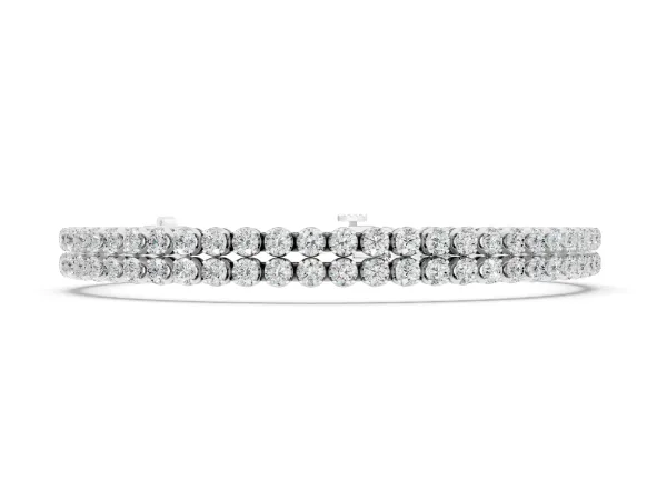 Double Row Round Diamond Tennis Bracelet with Prong Setting White gold