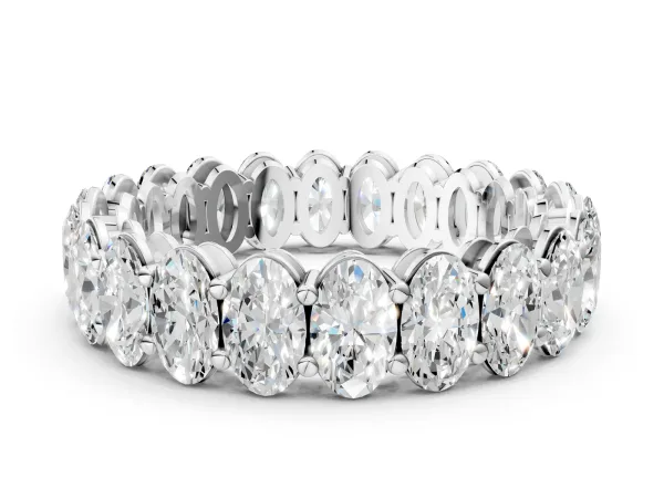 Oval Cut Diamond Eternity Band with Shared Prong Setting White gold
