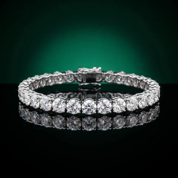 Round Brilliant Diamond Tennis Bracelet with Prong Setting Silver
