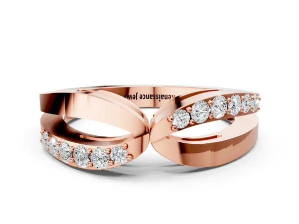 Twist Pave Round Diamond Infinity Band with Channel Setting Rose gold