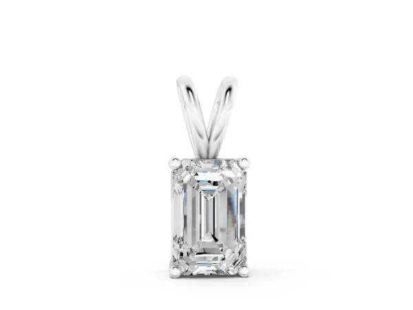 Emerald Cut Solitaire Pendant with Four-Prong Setting White gold
