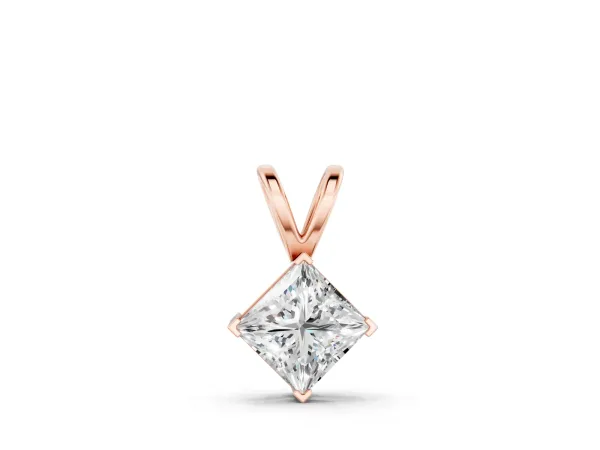 Princess Cut Bezel Set Pendant Rose gold
