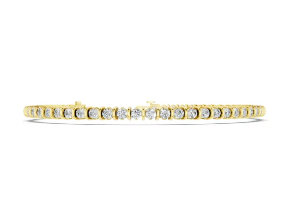 Round Diamond Tennis Bracelet with Channel Setting and Box Clasp Yellow gold