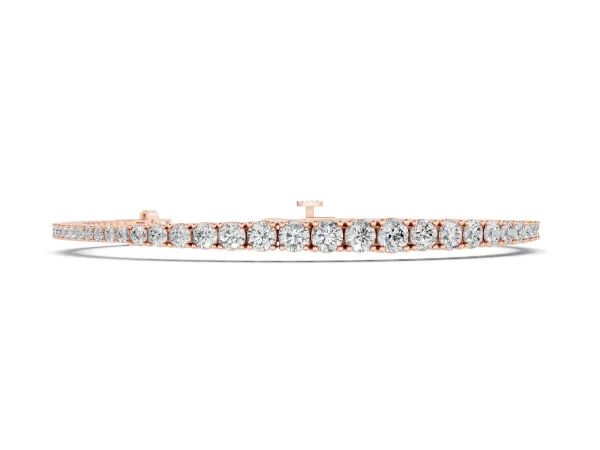 Round Diamond Tennis Bracelet with Four-Prong Setting on a White Gold Band Rose gold