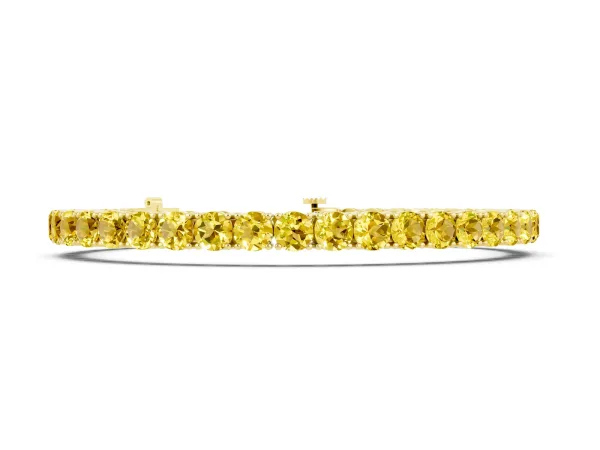 Round Brilliant Yellow Sapphire Tennis Bracelet with Prong Setting Yellow gold