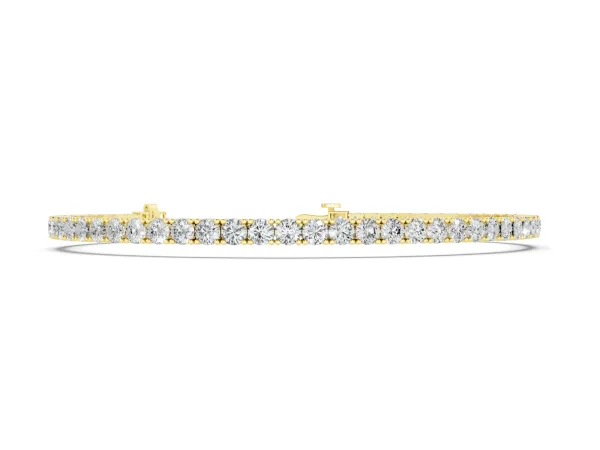 Round Diamond Tennis Bracelet with Prong Setting in White Gold Yellow gold