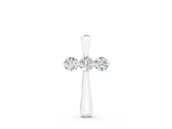 Round Brilliant Three-Stone Prong Set Pendant White gold