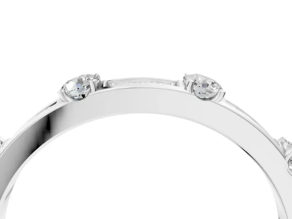 Round Diamond Channel Set Eternity Band with Prong Setting Silver