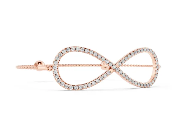 Pavé Round Diamond Infinity Chain Bracelet with Bezel Setting Rose gold