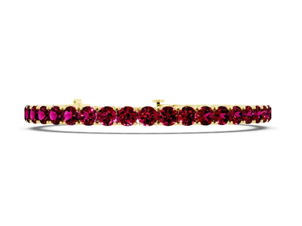 Round Brilliant Garnet Tennis Bracelet with Prong Setting Yellow gold