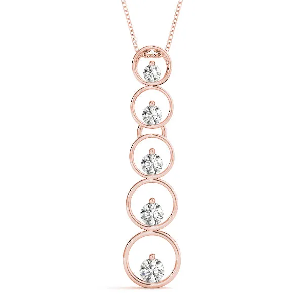 Bezel-Set Round Diamond Pendant with Prong Setting Rose gold