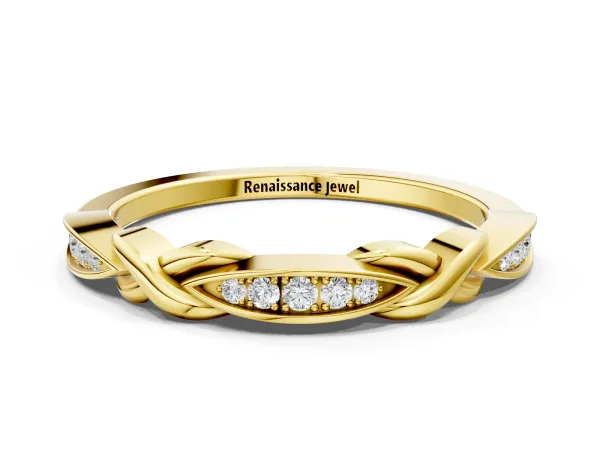 Twisted Marquise Diamond Pavé Band with Shared Prong Setting Yellow gold