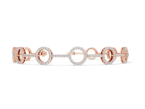 Round Diamond Circle Link Tennis Bracelet with Pavé Setting Rose gold