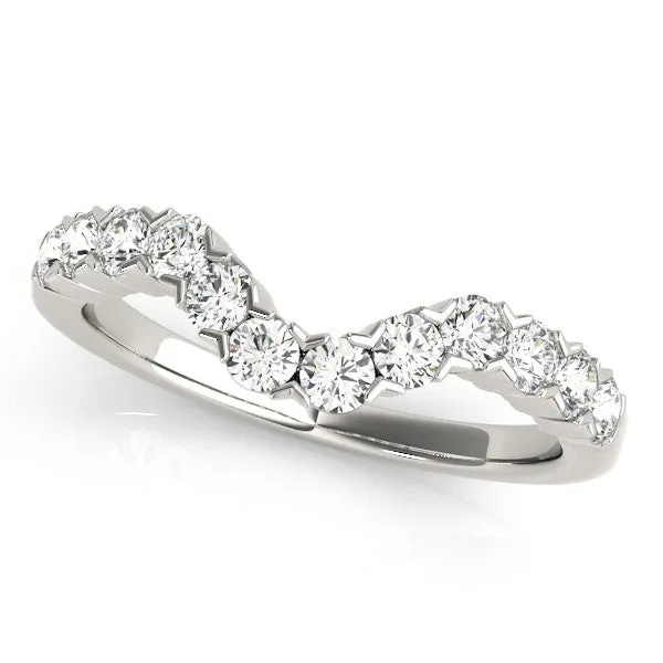 Round Diamond V-Shaped Prong Set Eternity Band White gold
