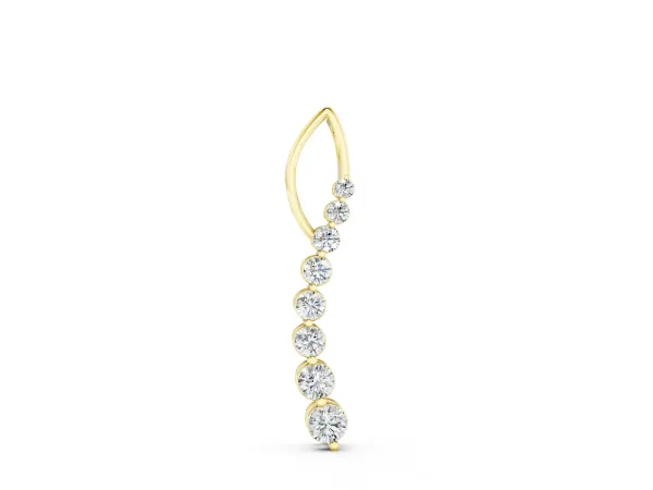 Round Diamond Channel Set Vertical Bar Pendant Yellow gold