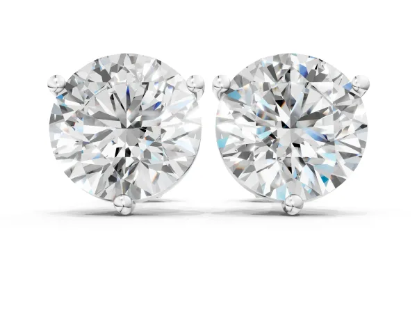 Round Brilliant Diamond Martini Stud Earrings Silver