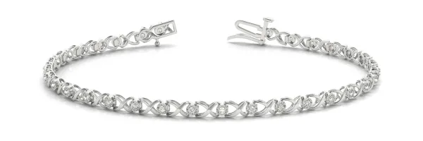 Round Diamond Infinity Link Tennis Bracelet with Prong Setting White gold