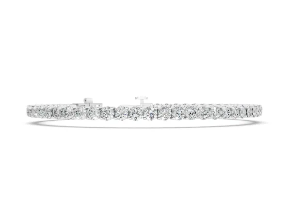 Round Diamond Tennis Bracelet with Prong Setting and Box Clasp White gold