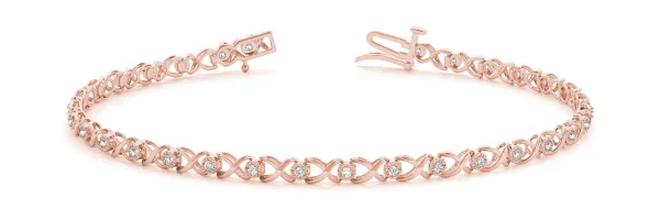 Round Diamond Infinity Link Tennis Bracelet with Prong Setting Rose gold