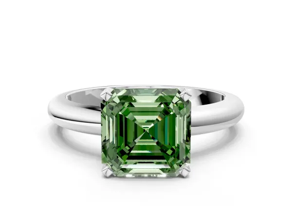 Asscher Cut Diamond Bezel Set Pavé Dome Mens Ring Yellow gold