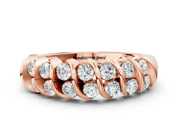 Channel Set Round Diamond Multi-Row Band Rose gold