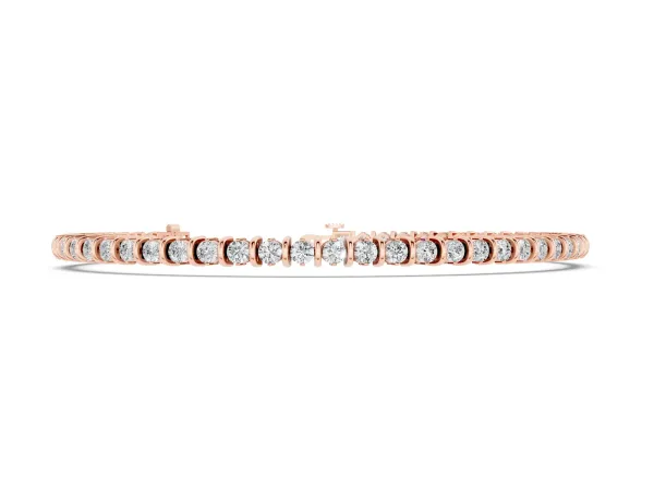 Round Diamond Tennis Bracelet with Channel Setting and Box Clasp Rose gold