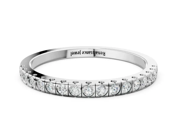 Round Cut Diamond Pavé Set Eternity Band White gold