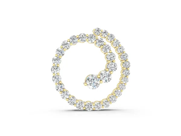 Round Diamond Spiral Pendant with Prong Setting Yellow gold