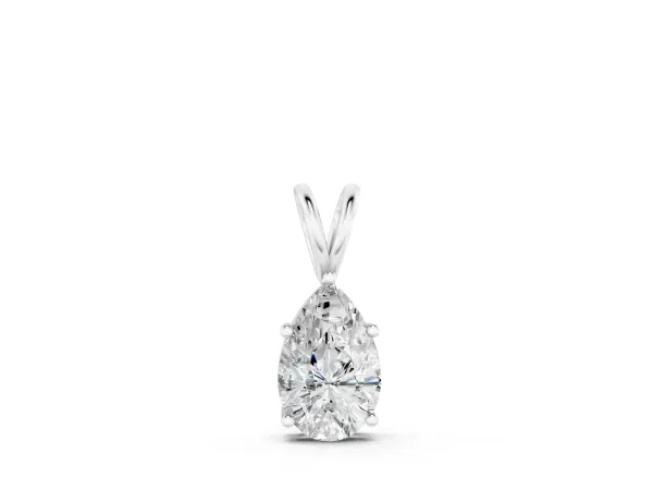 Pear Cut Solitaire Pendant with Three-Prong Setting White gold